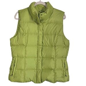 Eddie‎ Bauer Goose Down Puffer Vest LG Light Green Hiking Outdoor Core Classic